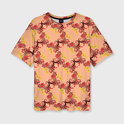 Женская футболка оверсайз Абстрактный винтажный растительный орнамент