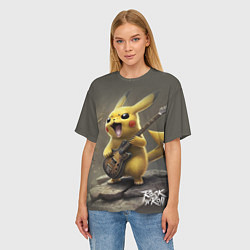 Футболка оверсайз женская Pikachu rock, цвет: 3D-принт — фото 2