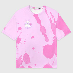 Футболка оверсайз женская Котик и ножик, цвет: 3D-принт