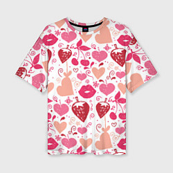 Женская футболка оверсайз Клубничная любовь