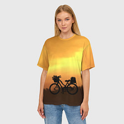 Футболка оверсайз женская Велосипед на закате, цвет: 3D-принт — фото 2