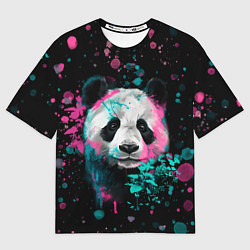 Футболка оверсайз женская Панда в розовом и голубом - нейронная сеть, цвет: 3D-принт