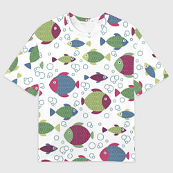 Футболка оверсайз женская Милые рыбки, цвет: 3D-принт