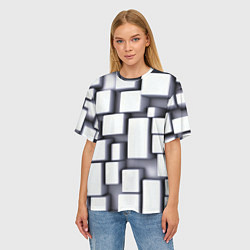 Футболка оверсайз женская Объемные белые плиты, цвет: 3D-принт — фото 2