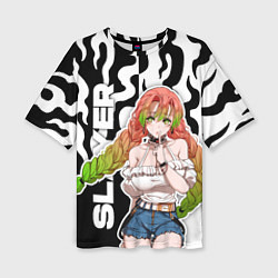 Футболка оверсайз женская Мацури - клинок - языки пламени, цвет: 3D-принт