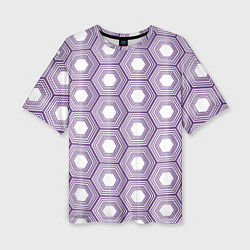 Женская футболка оверсайз Шестиугольники фиолетовые