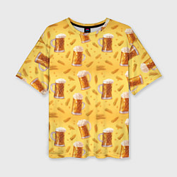 Женская футболка оверсайз Кружки с пенным пивом
