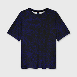 Женская футболка оверсайз Абстракция черно-синий туманность