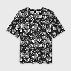 Женская футболка оверсайз Черно-белый узор в горошек