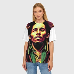 Футболка оверсайз женская Digital Art Bob Marley in the field, цвет: 3D-принт — фото 2