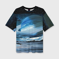 Женская футболка оверсайз Падение Сатурна - пейзаж