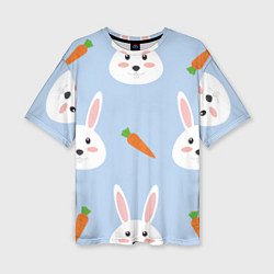 Женская футболка оверсайз Зайчики и морковки