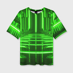 Женская футболка оверсайз Зеленые световые объекты