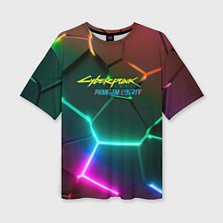 Футболка оверсайз женская Cyberpunk 2077 phantom liberty logo neon, цвет: 3D-принт