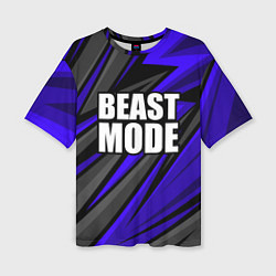 Женская футболка оверсайз Beast mode - синяя униформа