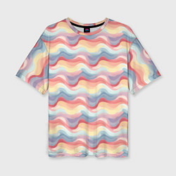 Женская футболка оверсайз Абстрактные волны пастельные тона