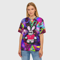 Футболка оверсайз женская Кролик в футболке, цвет: 3D-принт — фото 2