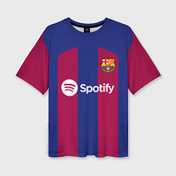 Футболка оверсайз женская Лионель Месси Барселона форма 2324 домашняя, цвет: 3D-принт