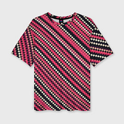 Женская футболка оверсайз Полосы пиксели красный