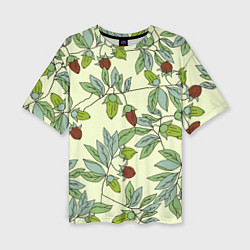 Женская футболка оверсайз Зелененькие листья