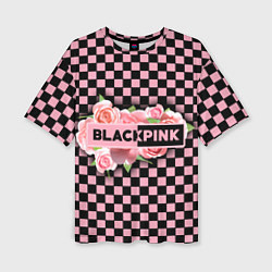 Футболка оверсайз женская Blackpink logo roses, цвет: 3D-принт