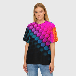 Футболка оверсайз женская Цветной шестиугольник, цвет: 3D-принт — фото 2