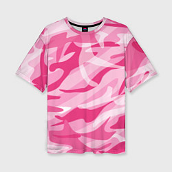 Женская футболка оверсайз Камуфляж в розовом