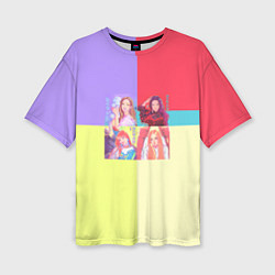 Женская футболка оверсайз Блек Пинк - разноцветный