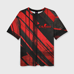 Женская футболка оверсайз CS GO black and red