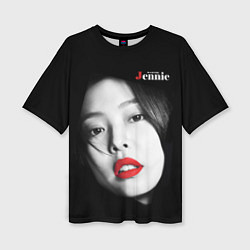 Женская футболка оверсайз Blackpink Jennie Red lips