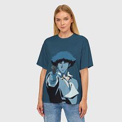 Футболка оверсайз женская Spike Spiegel blue, цвет: 3D-принт — фото 2