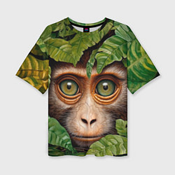 Женская футболка оверсайз Обезьяна в джунглях