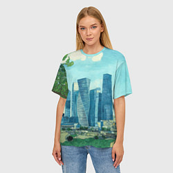 Футболка оверсайз женская Москва-сити Ван Гог, цвет: 3D-принт — фото 2