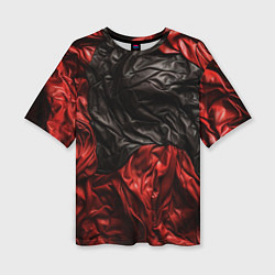 Женская футболка оверсайз Black red texture