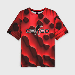 Женская футболка оверсайз CS GO black red abstract