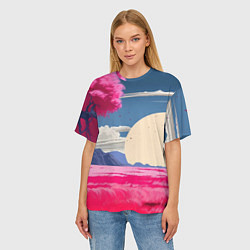 Футболка оверсайз женская Самурай в поле на закате, цвет: 3D-принт — фото 2