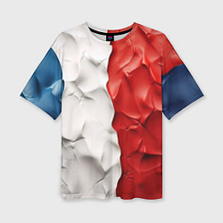 Женская футболка оверсайз Текстура пластилина белая синяя красная