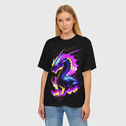 Футболка оверсайз женская Неоновый космический дракон, цвет: 3D-принт — фото 2