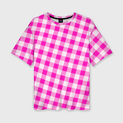 Женская футболка оверсайз Розовая клетка Барби
