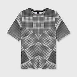 Женская футболка оверсайз В серых тонах геометрический узор