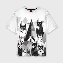 Женская футболка оверсайз Абстрактные коты