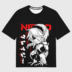 Футболка оверсайз женская Nier automata - черный и красный, цвет: 3D-принт