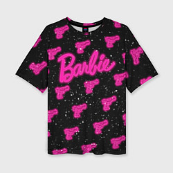 Женская футболка оверсайз Неоновое оружие и Барби