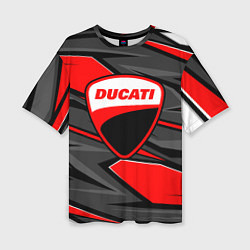 Футболка оверсайз женская Ducati - red stripes, цвет: 3D-принт