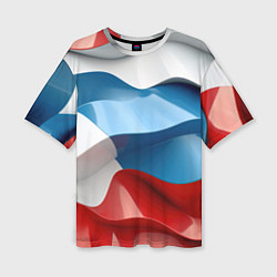 Женская футболка оверсайз Абстракция в цветах флага РФ