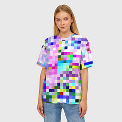 Футболка оверсайз женская Пиксельная яркая абстракция, цвет: 3D-принт — фото 2