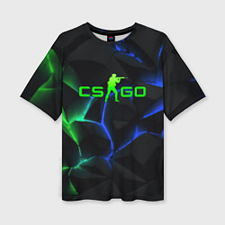 Футболка оверсайз женская CS GO green blue neon, цвет: 3D-принт