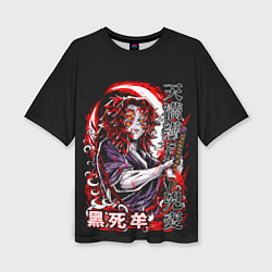 Женская футболка оверсайз Кокушибо первая луна - Клинок демонов