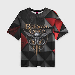 Женская футболка оверсайз Baldurs Gate 3 logo red black
