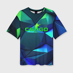 Футболка оверсайз женская CSGO blue green gradient, цвет: 3D-принт